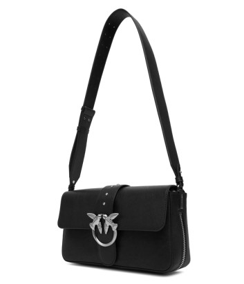 Кожаная сумка PINKO Love One Slouchy Zip Classic 105081с плечевым ремнем и цепочкой черная