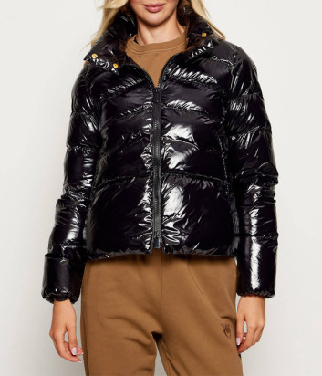 Утеплена куртка PINKO 101598 A2P7 з блискучою обробкою чорна