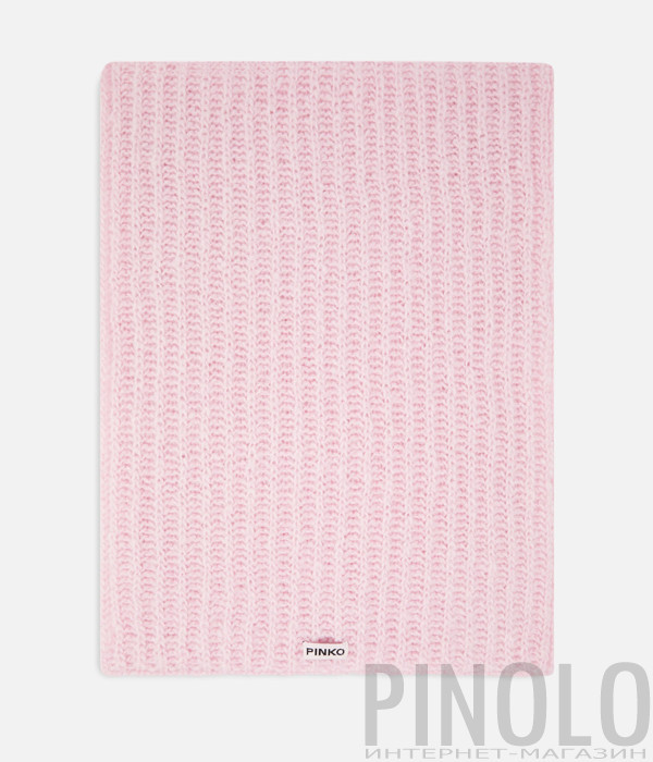 Шарф із м'якої вовняної пряжі PINKO 105990 A2Z2 з логотипом рожевий