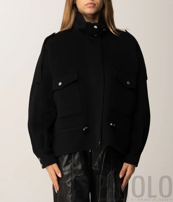 Короткое пальто PINKO 105341 A2XM с с высоким воротником черное