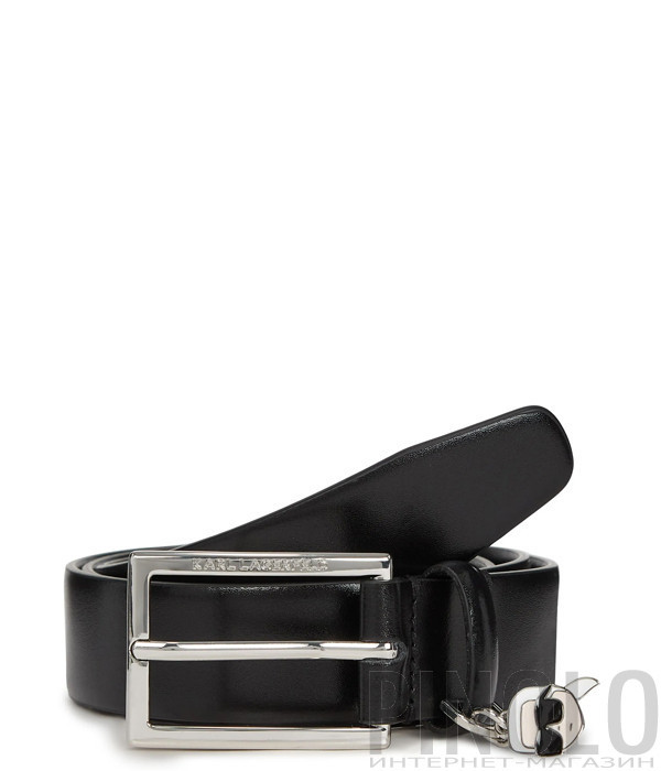 Кожаный ремень KARL LAGERFELD A3W33069 с декоративной подвеской черный