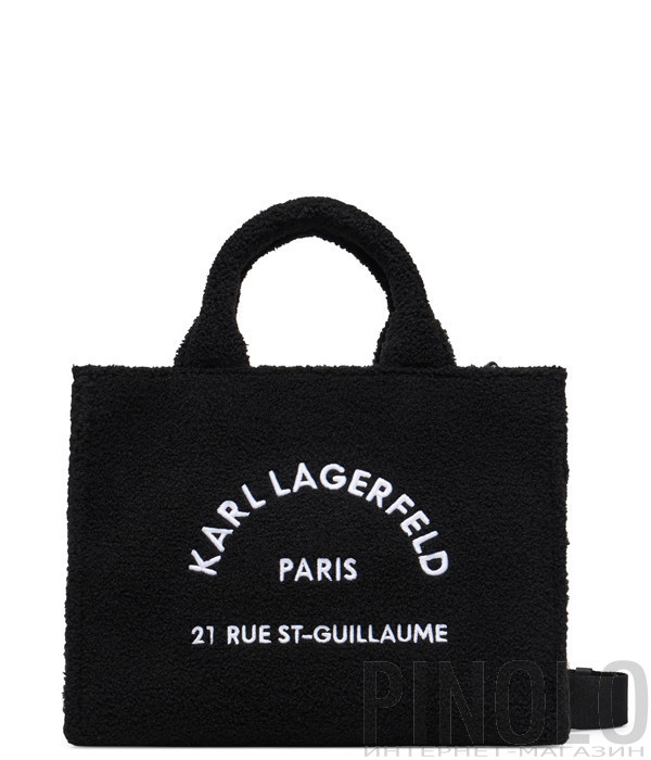 Сумка тоут KARL LAGERFELD A4W50013 с плюшевой отделкой черная