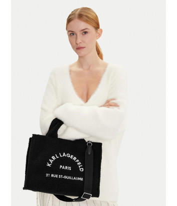 Сумка тоут KARL LAGERFELD A4W50013 с плюшевой отделкой черная