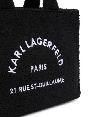 Сумка тоут KARL LAGERFELD A4W50013 с плюшевой отделкой черная