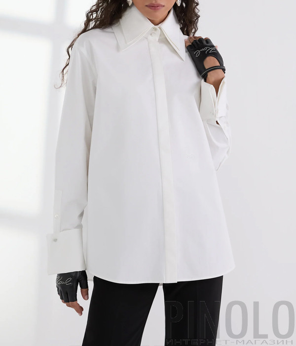 Рубашка из поплина KARL LAGERFELD A3W11020 с двойным воротником белая