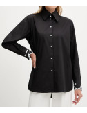 Класична сорочка KARL LAGERFELD A3W11023 з вишивкою KARL на манжетах чорна