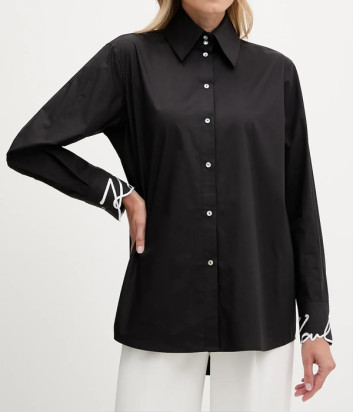 Класична сорочка KARL LAGERFELD A3W11023 з вишивкою KARL на манжетах чорна