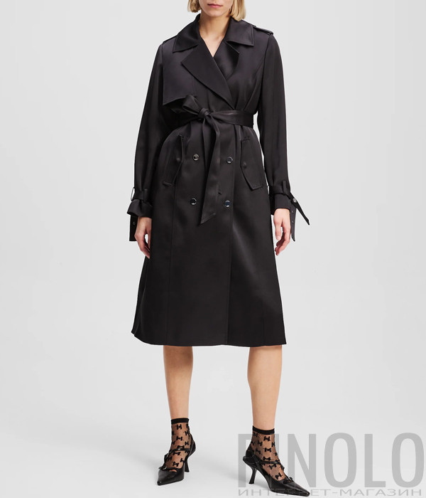 Тренч с двубортным рядом пуговиц KARL LAGERFELD A3W15011 черный