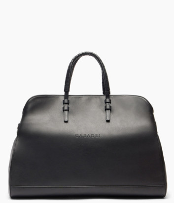 Кожаная сумка CASADEI 3W458J0000 с фирменным логотипом в тон черная