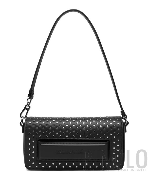Маленька шкіряна сумка KARL LAGERFELD A4W30083 із магнітною застібкою чорна