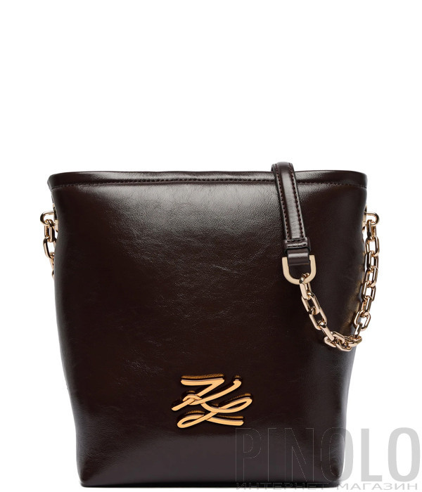 Шкіряна сумка KARL LAGERFELD A4W30103 коричнева
