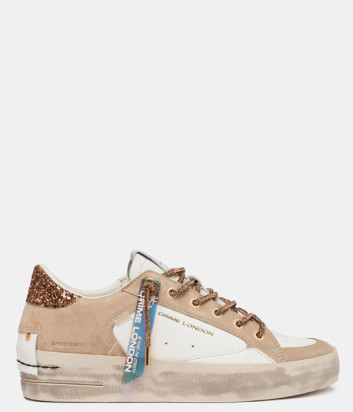 Кроссовки CRIME LONDON SK8 DELUXE 29154PP8 из комбинации кожи и замши бело-бежевые