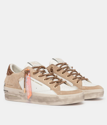 Кроссовки CRIME LONDON SK8 DELUXE 29154PP8 из комбинации кожи и замши бело-бежевые