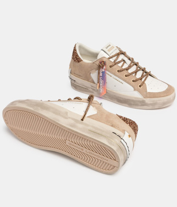 Кроссовки CRIME LONDON SK8 DELUXE 29154PP8 из комбинации кожи и замши бело-бежевые