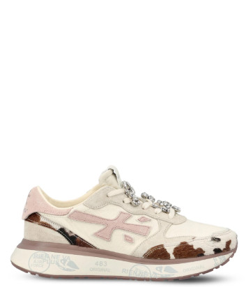 Шкіряні кросівки PREMIATA LAURYN 8456K бежеві з принтом та декором