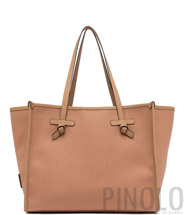 Сумка-тоут GIANNI CHIARINI Marcella BS 6850 із канвасу зі шкіряним оздобленням бежева