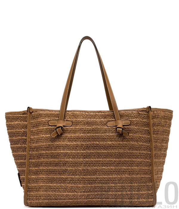 Сумка-тоут GIANNI CHIARINI Marcella BS 6850 ​​из соломы с плетеным эффектом коричневая