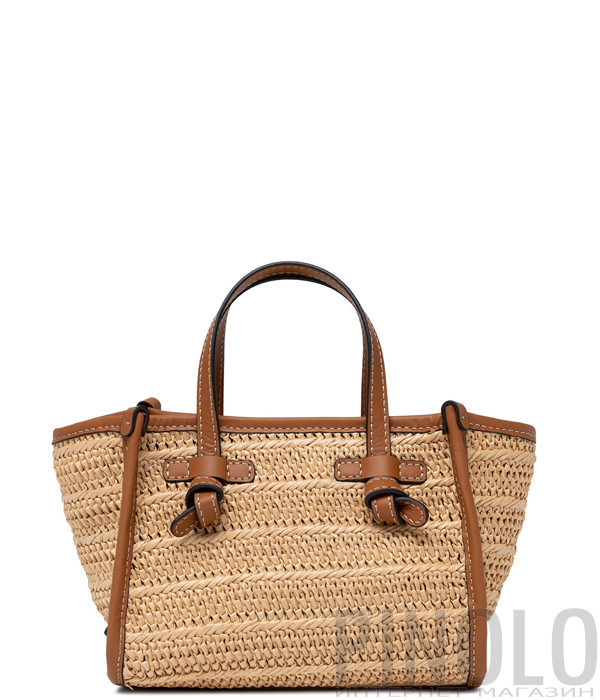 Маленька сумка GIANNI CHIARINI Miss Marcella BS 8065 з рафії з ефектом соломи бежева