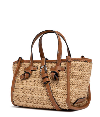 Маленькая сумка GIANNI CHIARINI Miss Marcella BS 8065 из рафии с эффектом соломы бежевая