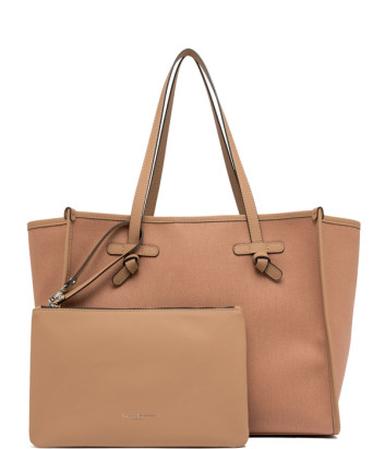 Сумка-тоут GIANNI CHIARINI Marcella BS 6850 ​​из канваса с кожаной отделкой бежевая