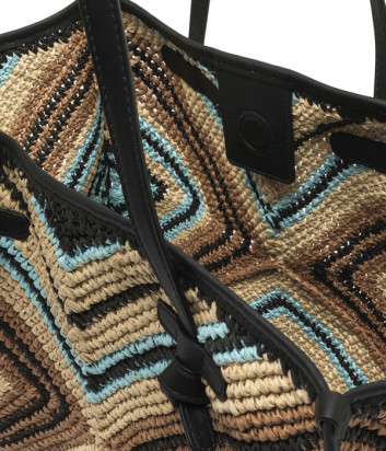 Сумка-тоут GIANNI CHIARINI Marcella BS 6850 из плетеной соломы с кожаной отделкой черная