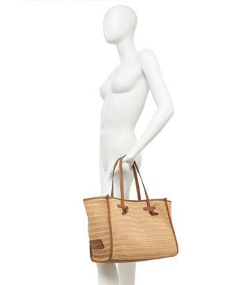 Сумка-тоут GIANNI CHIARINI Marcella BS 6850 ​​из соломы с плетеным эффектом коричневая
