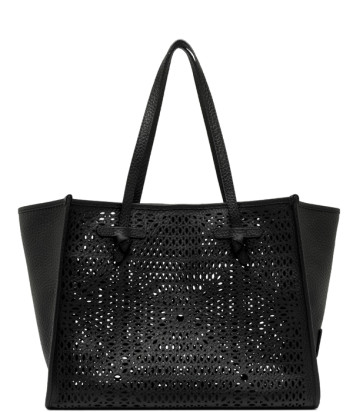 Сумка-тоут GIANNI CHIARINI Marcella BS 12390 ​​из кожи с перфорированным узором черная
