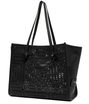 Сумка-тоут GIANNI CHIARINI Marcella BS 12390 ​​из кожи с перфорированным узором черная