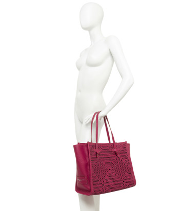 Сумка-тоут GIANNI CHIARINI Marcella BS 12390 ​​из кожи с перфорированным узором черная
