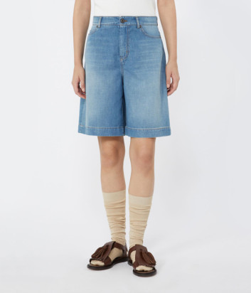 Шорти із суміші бавовни та льону WEEKEND Max Mara WKDOZONO в джинсовому стилі