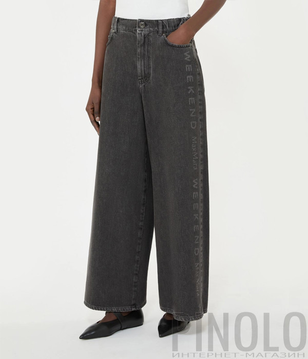 Широкие джинсы WEEKEND Max Mara WKDVORTICE с крупным логотипом черные