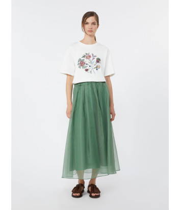 Белая футболка WEEKEND Max Mara WKDSABATO с вышитым цветочным принтом
