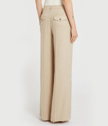 Брюки-палаццо из льна и вискозы MARELLA MLLODINO бежевые