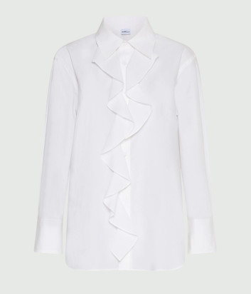 Рубашка из поплина MARELLA MLLFALESIA с драпировкой белая