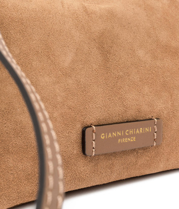 Сумка из мягкой замши GIANNI CHIARINI NORA POUCH 10224 с кожаным ремешком карамельная