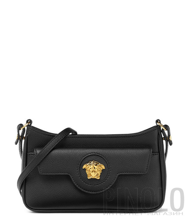 Міні сумка через плече VERSACE La Medusa 1017739 із зернистої шкіри чорна