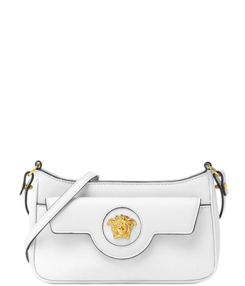 Мини сумка через плечо VERSACE La Medusa 1017739 из зернистой кожи белая