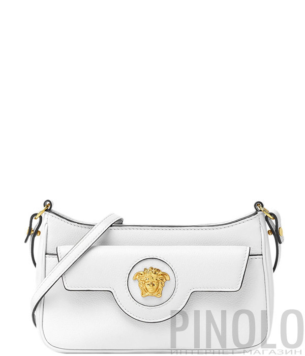 Мини сумка через плечо VERSACE La Medusa 1017739 из зернистой кожи белая