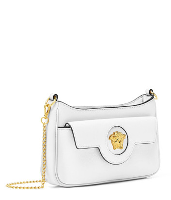 Мини сумка через плечо VERSACE La Medusa 1017739 из зернистой кожи белая