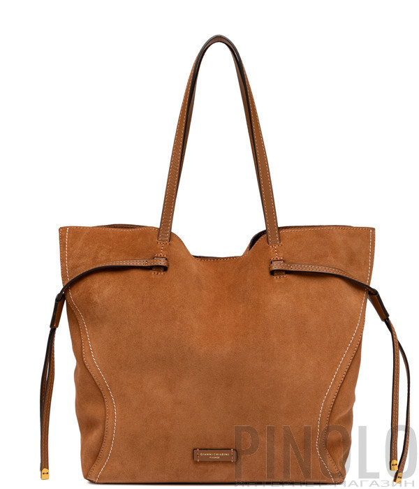 Сумка із замші GIANNI CHIARINI VIOLETTE 11286 із декоративними зав'язками карамельна