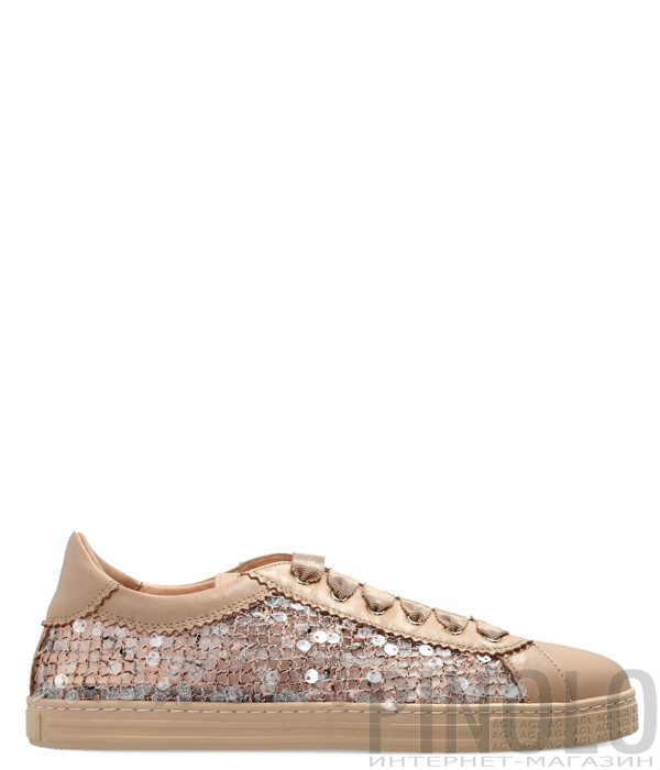 Шкіряні кросівки ATTILIO GIUSTI LEOMBRUNI (AGL) D936031 з паєтками бежеві