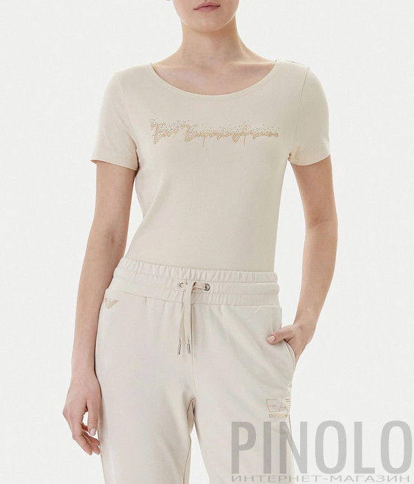 Футболка з логотипом EA7 Emporio Armani 7W000978 AF10373 бежева