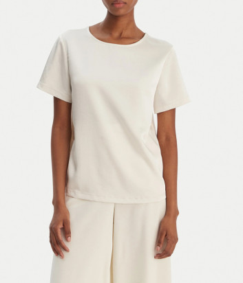 Базовая футболка WEEKEND Max Mara WKDZONA с контрастными текстурами молочная