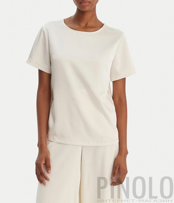 Базовая футболка WEEKEND Max Mara WKDZONA с контрастными текстурами молочная