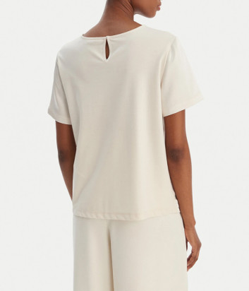 Базовая футболка WEEKEND Max Mara WKDZONA с контрастными текстурами молочная