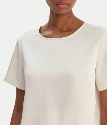 Базовая футболка WEEKEND Max Mara WKDZONA с контрастными текстурами молочная
