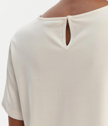 Базовая футболка WEEKEND Max Mara WKDZONA с контрастными текстурами молочная