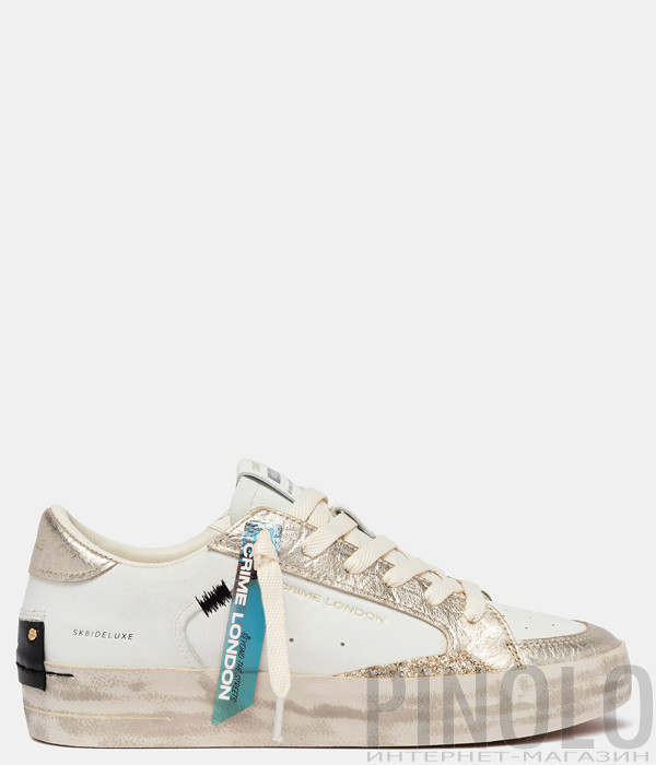 Кроссовки CRIME LONDON SK8 DELUXE 29125EE8 белые с золотыми вставками