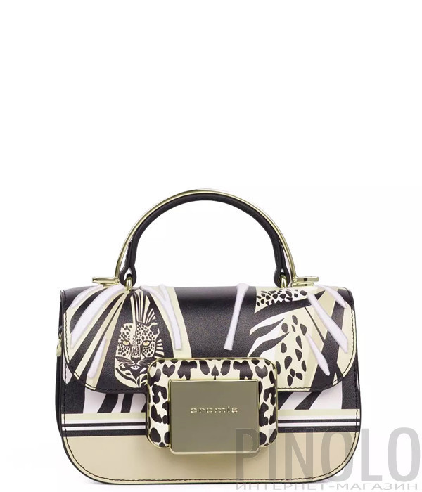 Шкіряна сумка через плече CROMIA 1406258 із чорно-білим принтом