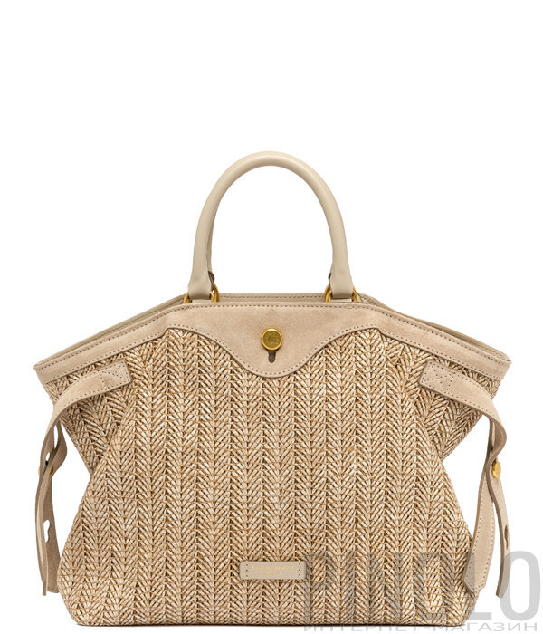 Сумка із плетеної соломи із замшевою обробкою GIANNI CHIARINI Claudette 11901 бежева